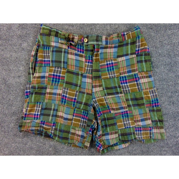 Other - Thornton Bay Shorts Mens 34 Patchwork Madras Plaid Preppy Cotton Casual